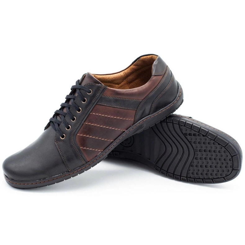 Mario Pala Zapato piel hombre 616 negro con marron marrón 2