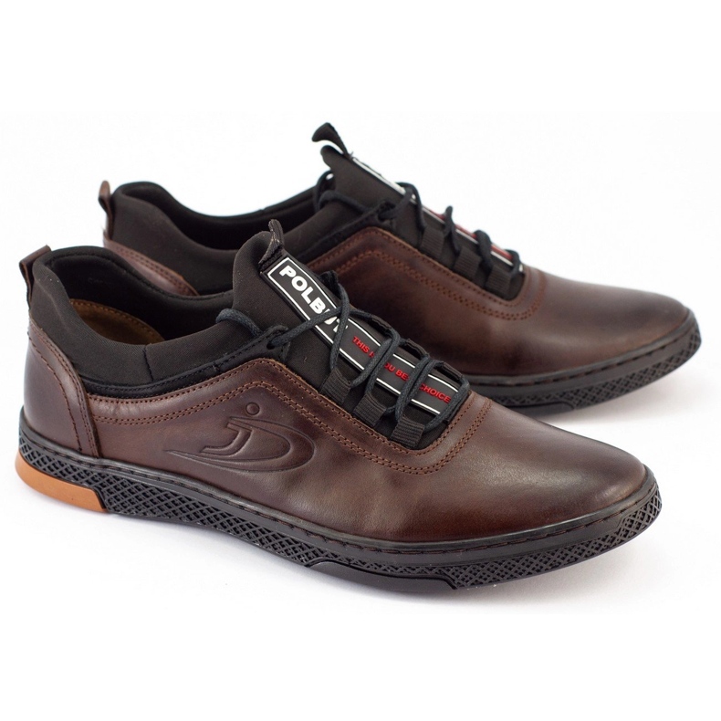 Polbut Zapatos casuales de cuero para hombre K24 marrón 1