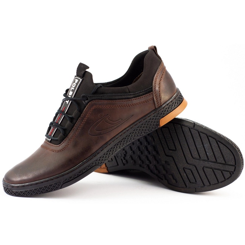 Polbut Zapatos casuales de cuero para hombre K24 marrón 2