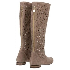 Olivier Botas de mujer caladas beige oscuro 3