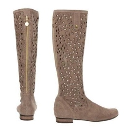 Olivier Botas de mujer caladas beige oscuro 4