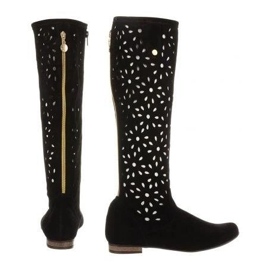 Olivier Botas de mujer negras caladas negro 4