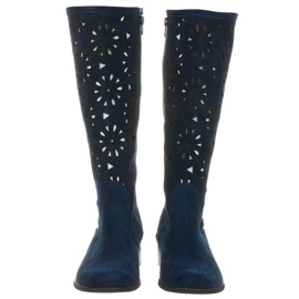 Olivier Botas de mujer caladas azul marino 2