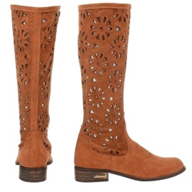 Olivier Botas de mujer caladas rojas marrón 4