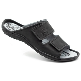 Zapatilla piel hombre 048 Negro 4