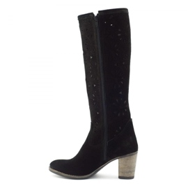 Olivier Botas negras de tacón calado negro 1