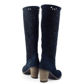 Olivier Botas de tacón calado azul marino 3