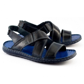 KOMODO Sandalias hombre piel 882K azul marino oscuro 4