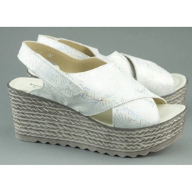 Dolce Pietro Sandalias cuña 1031 blanco y plata multicolor 2