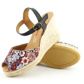 Mariettas Sandalias cuña 7210 flor multicolor 3