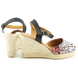 Mariettas Sandalias cuña 7210 flor multicolor 4