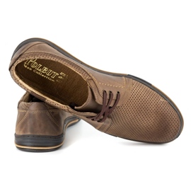 Polbut Zapatos de cuero para hombre 343 perforación marrón 4