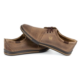 Polbut Zapatos de cuero para hombre 343 perforación marrón 5
