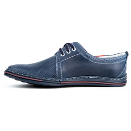 Polbut Zapato de piel para hombre 343, perforado azul marino 5