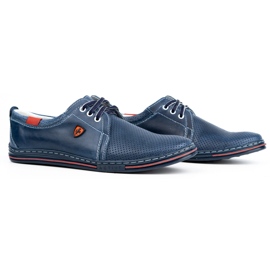 Polbut Zapato de piel para hombre 343, perforado azul marino 1