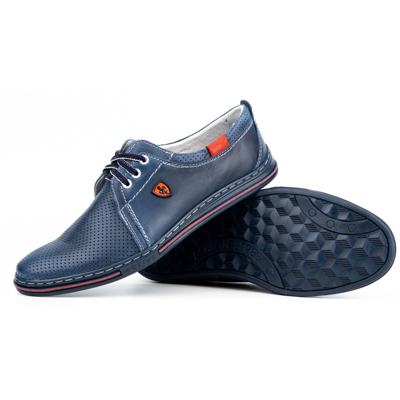 Polbut Zapato de piel para hombre 343, perforado azul marino 2