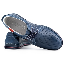 Polbut Zapato de piel para hombre 343, perforado azul marino 3