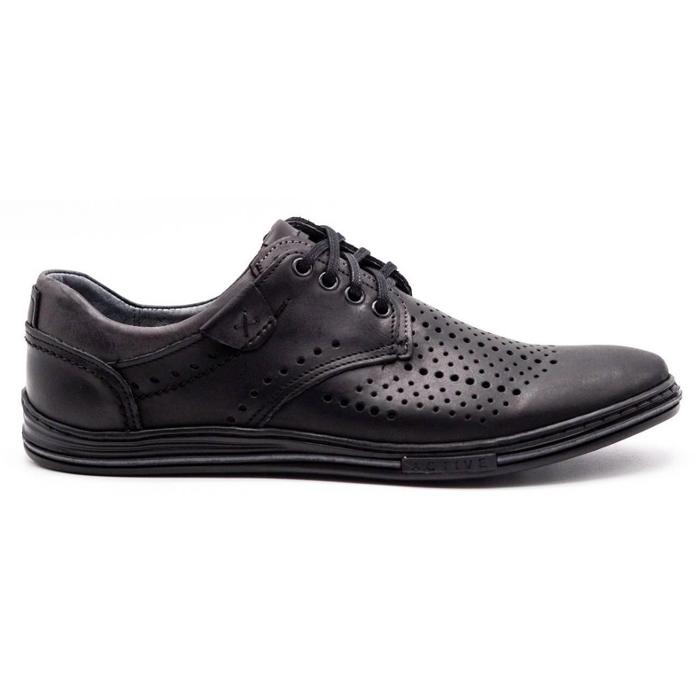 Polbut Zapatos de piel para hombre 402 verano negro con gris multicolor 1