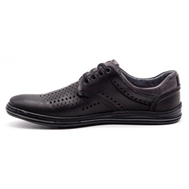 Polbut Zapatos de piel para hombre 402 verano negro con gris multicolor 2