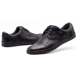 Polbut Zapatos de piel para hombre 402 verano negro con gris multicolor 7