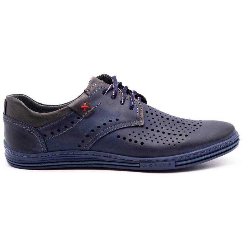 Polbut Zapatos de piel para hombre 402 verano azul marino con gris 1