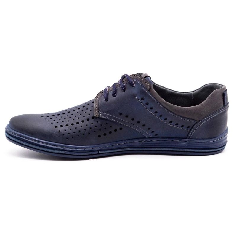 Polbut Zapatos de piel para hombre 402 verano azul marino con gris 2