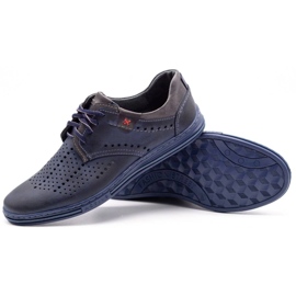 Polbut Zapatos de piel para hombre 402 verano azul marino con gris 4