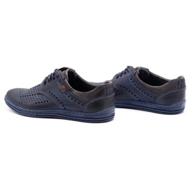 Polbut Zapatos de piel para hombre 402 verano azul marino con gris 8