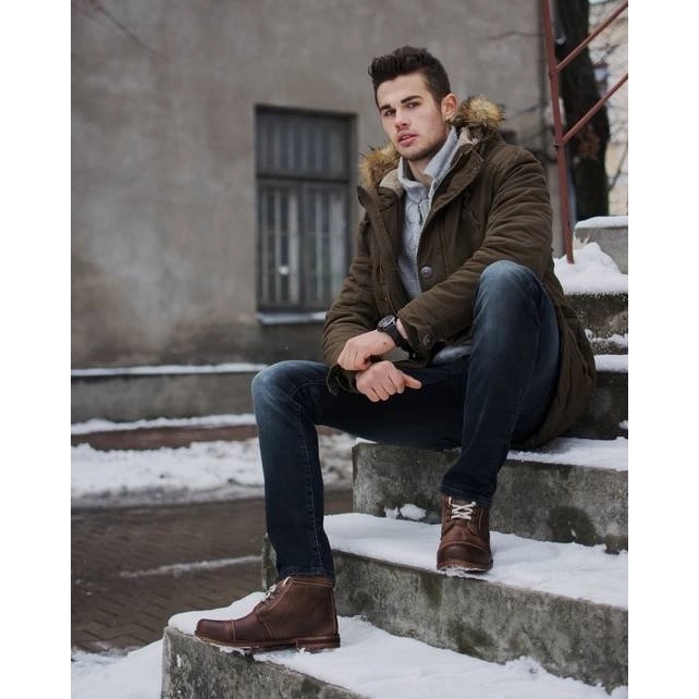 Olivier Botas de invierno para hombre botas de nieve 120 marrón