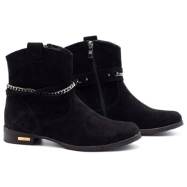 Olivier Botas de mujer negras aisladas con cadena Luna negro 2
