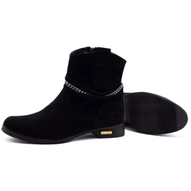 Olivier Botas de mujer negras aisladas con cadena Luna negro 3
