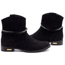 Olivier Botas de mujer negras aisladas con cadena Luna negro 5