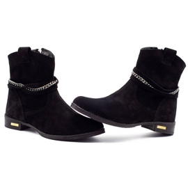 Olivier Botas de mujer negras aisladas con cadena Luna negro 6
