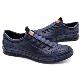 Polbut Zapatos de verano para hombre en piel K22 azul marino 5