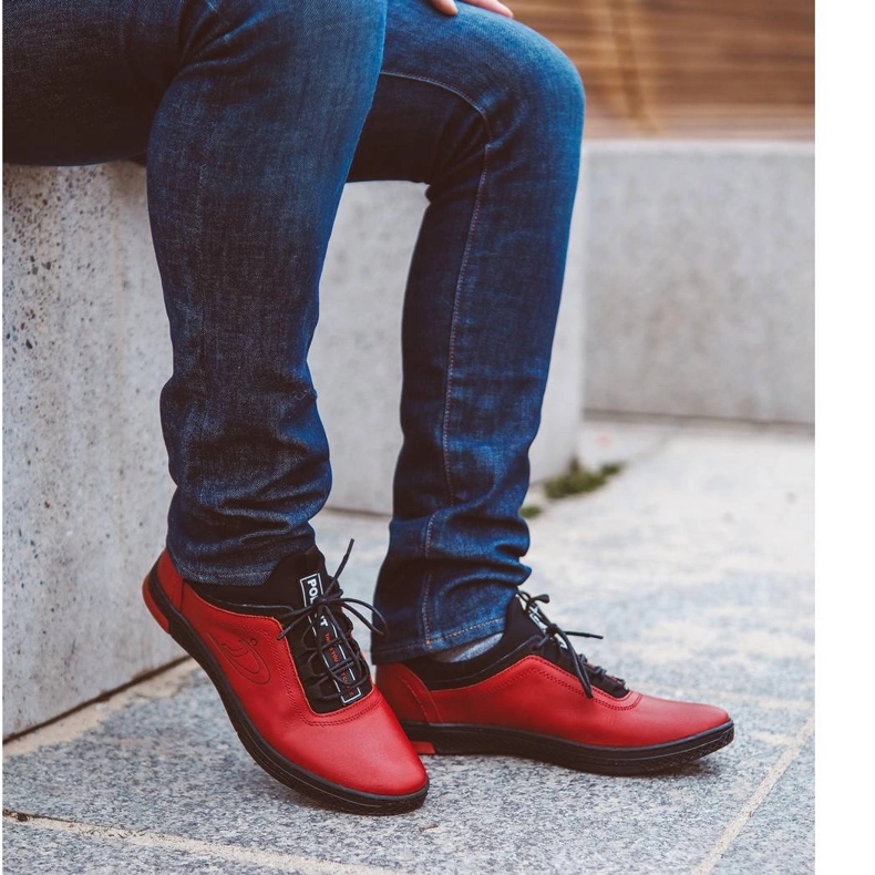 Polbut Zapato casual hombre piel rojo K24 con parte inferior negra 1