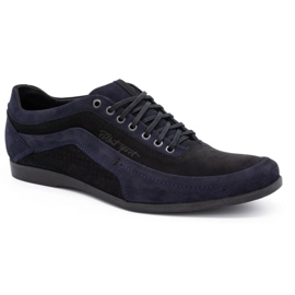 Polbut Zapato casual de hombre 2101P nobuk azul marino con negro 2