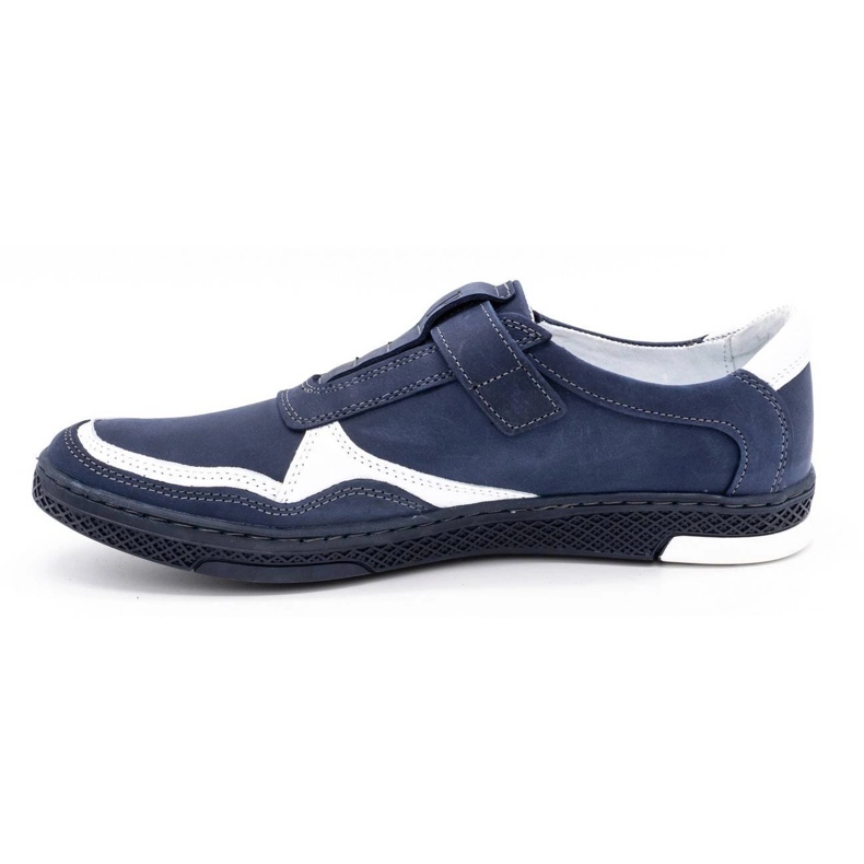 Polbut Zapato casual hombre piel 2102 azul marino con blanco 1