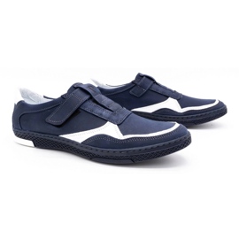 Polbut Zapato casual hombre piel 2102 azul marino con blanco 2