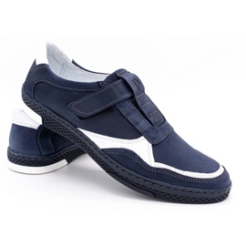 Polbut Zapato casual hombre piel 2102 azul marino con blanco 4
