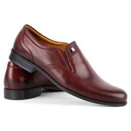 Kampol Zapatos formales sin cordones para hombre 343/17 burdeos rojo 4
