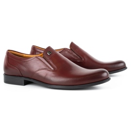 Kampol Zapatos formales sin cordones para hombre 343/17 burdeos rojo 2