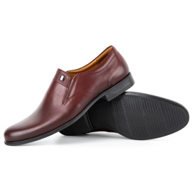 Kampol Zapatos formales sin cordones para hombre 343/17 burdeos rojo 3