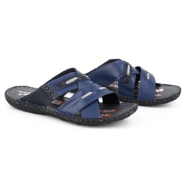 Kampol Zapatilla piel hombre 201/54 azul marino 3