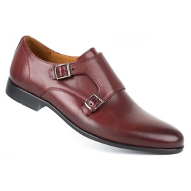 Kampol Zapatos monk formales para hombre 341/17 burdeos rojo 2