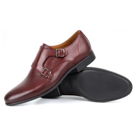Kampol Zapatos monk formales para hombre 341/17 burdeos rojo 4
