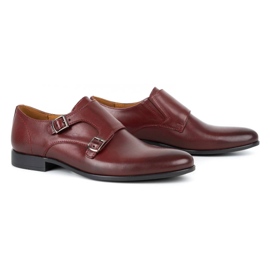 Kampol Zapatos monk formales para hombre 341/17 burdeos rojo 3
