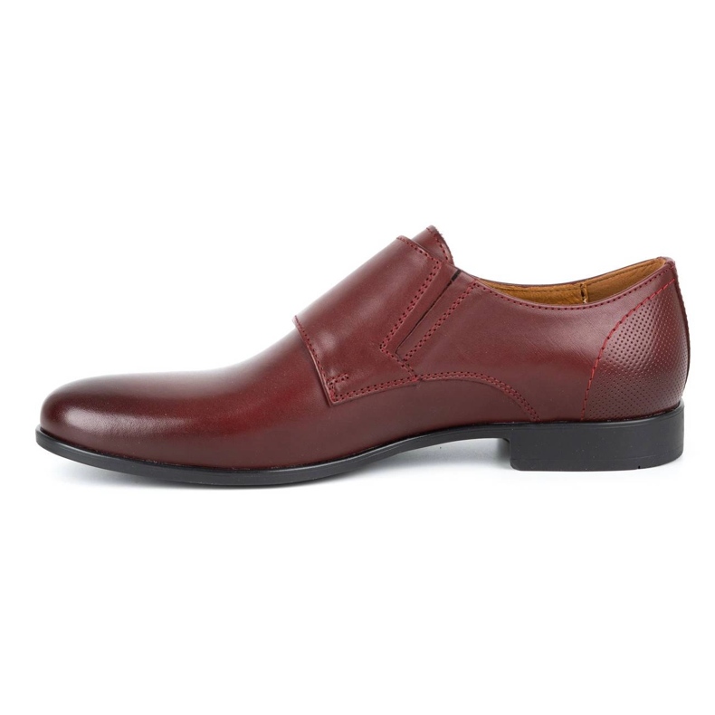 Kampol Zapatos monk formales para hombre 341/17 burdeos rojo 1