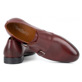 Kampol Zapatos monk formales para hombre 341/17 burdeos rojo 5