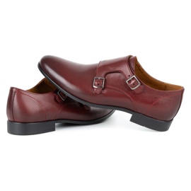 Kampol Zapatos monk formales para hombre 341/17 burdeos rojo 6