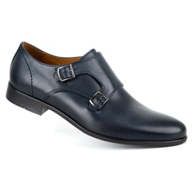 Kampol Zapatos monk formales para hombre 341/54 azul marino 2